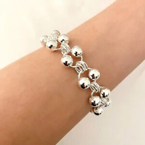925 Sterling Silver Bead Bracelet 8 MM Ball Bracelet Large Thick Bracelet